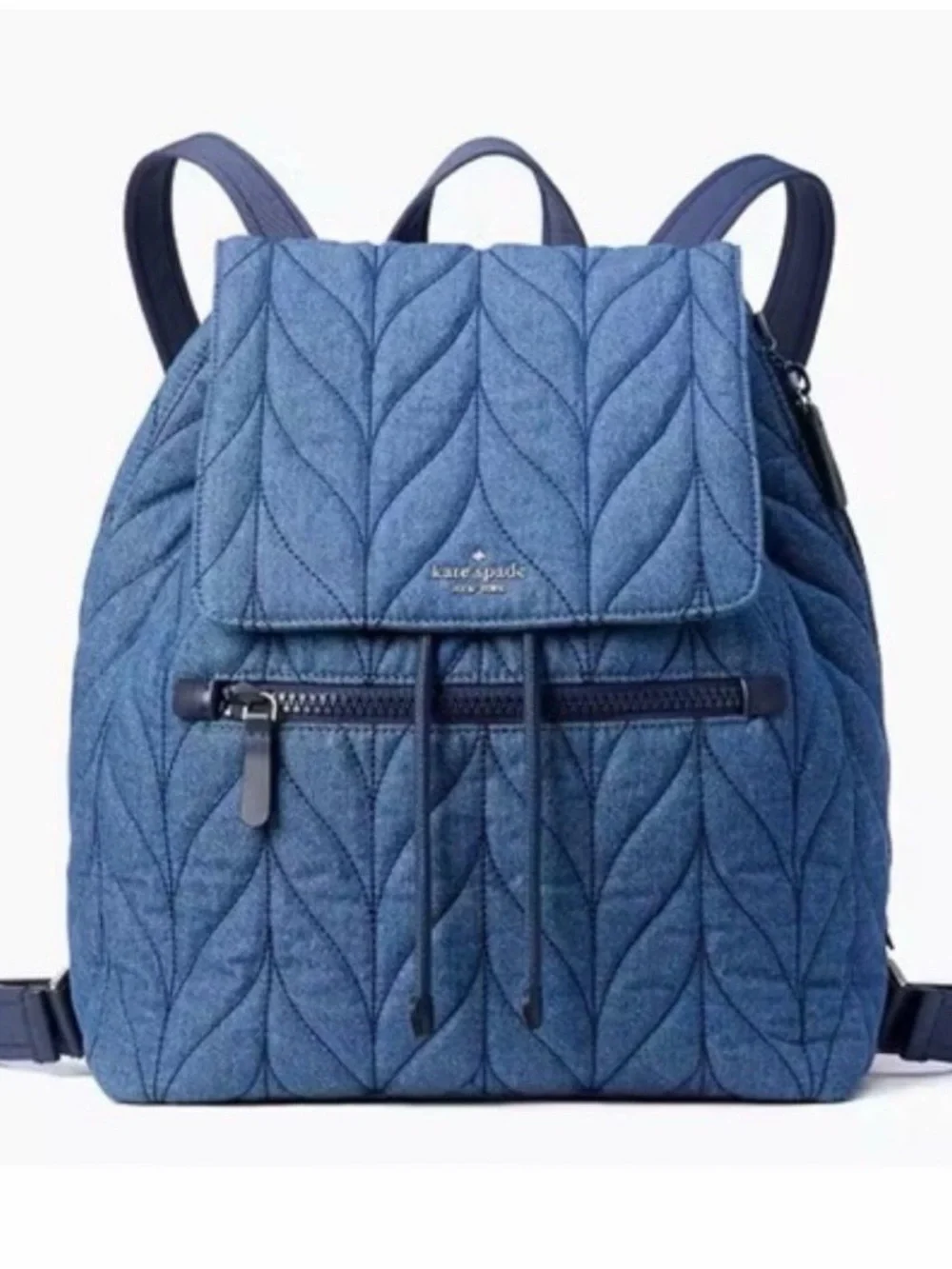 ⚡️Kate Spade Ellie Quilted Denim Large Flap Backpack
